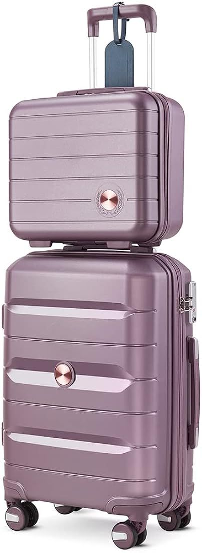 Somago 20IN Carry On Luggage and 14IN Mini Cosmetic Cases Travel Set Hardside Luggage with Spinne... | Amazon (US)