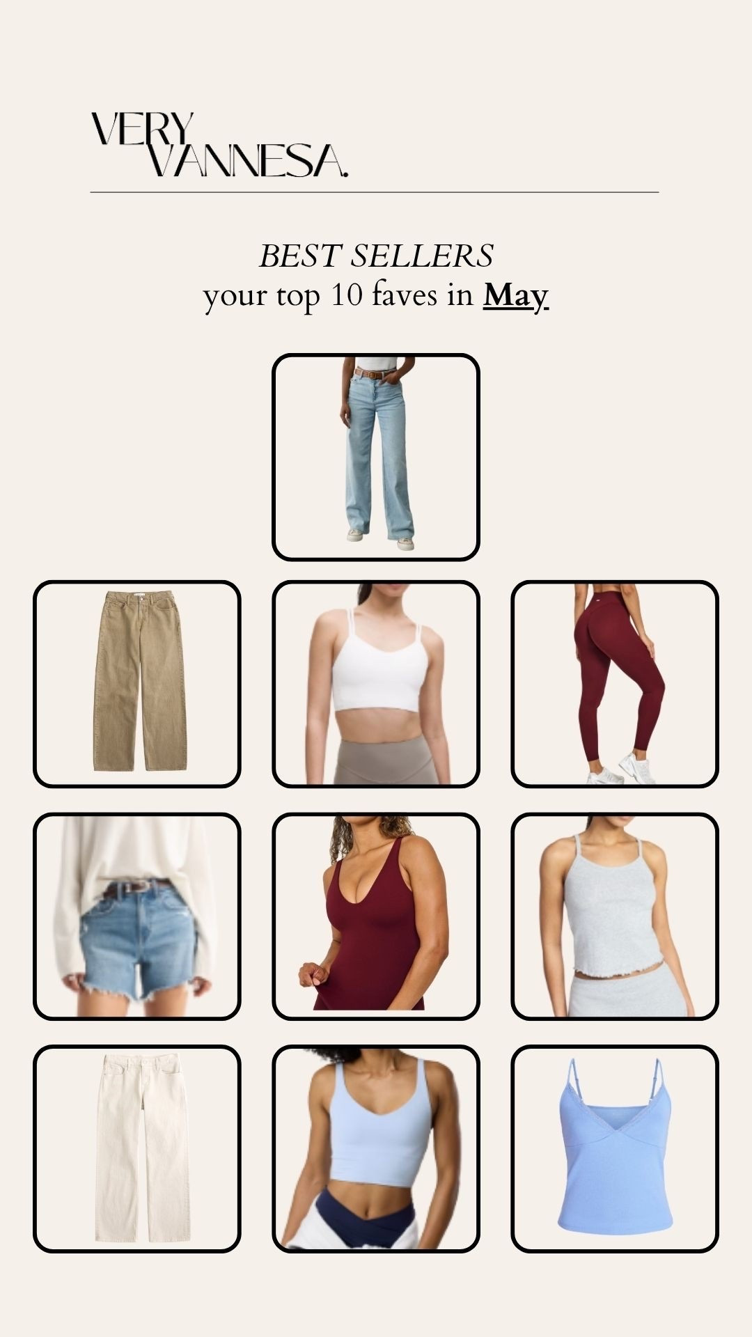 May faves 
Abercrombie jeans 
American Eagle jeans 
Long sports bra 
Oner leggings 
Tank 
Cami 
Denim shorts

#LTKSaleAlert #LTKSeasonal #LTKActive