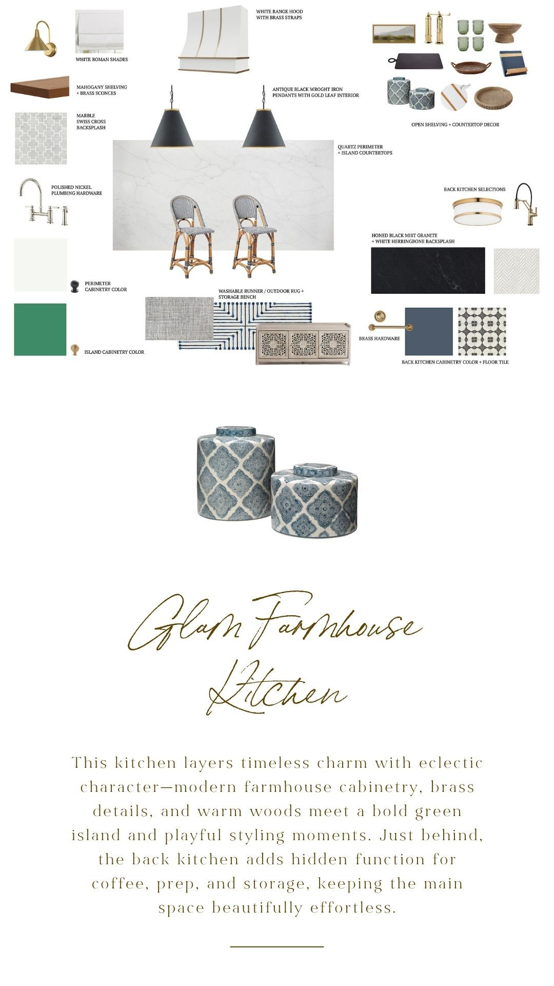 Say hello to a kitchen that works and wows. The green island brings in a punch of personality, while the back kitchen handles all the behind-the-scenes magic—coffee bar, storage, prep space. It’s a hardworking glam farmhouse kitchen, layered with warmth and style.

#kitchendesign #greenisland #glamfarmhouse #butlerpantry #kitchenorganization #layeredinteriors #LTKhome 

 #LTKHome #LTKFindsUnder100