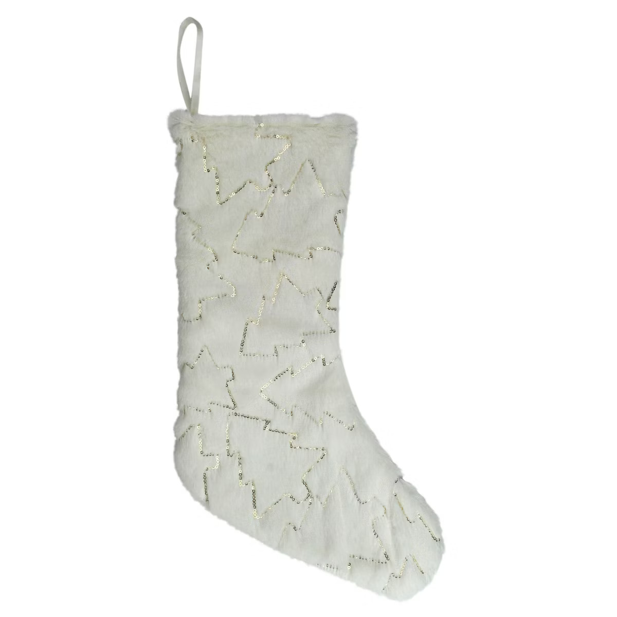 Northlight 18" White and Gold Christmas Stocking with Sequined Trees | Target