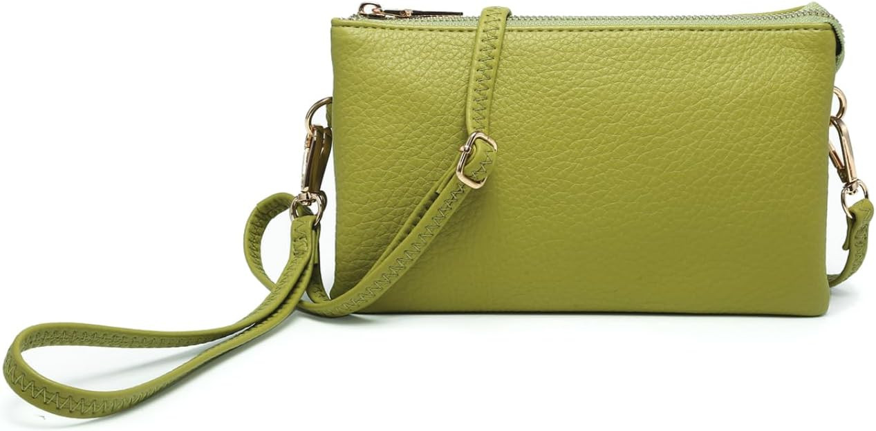 Vegan Leather, 3 Compartments, Shoulder Handbag, Zipper Closure, Inner Card Slots, Removable Stra... | Amazon (US)