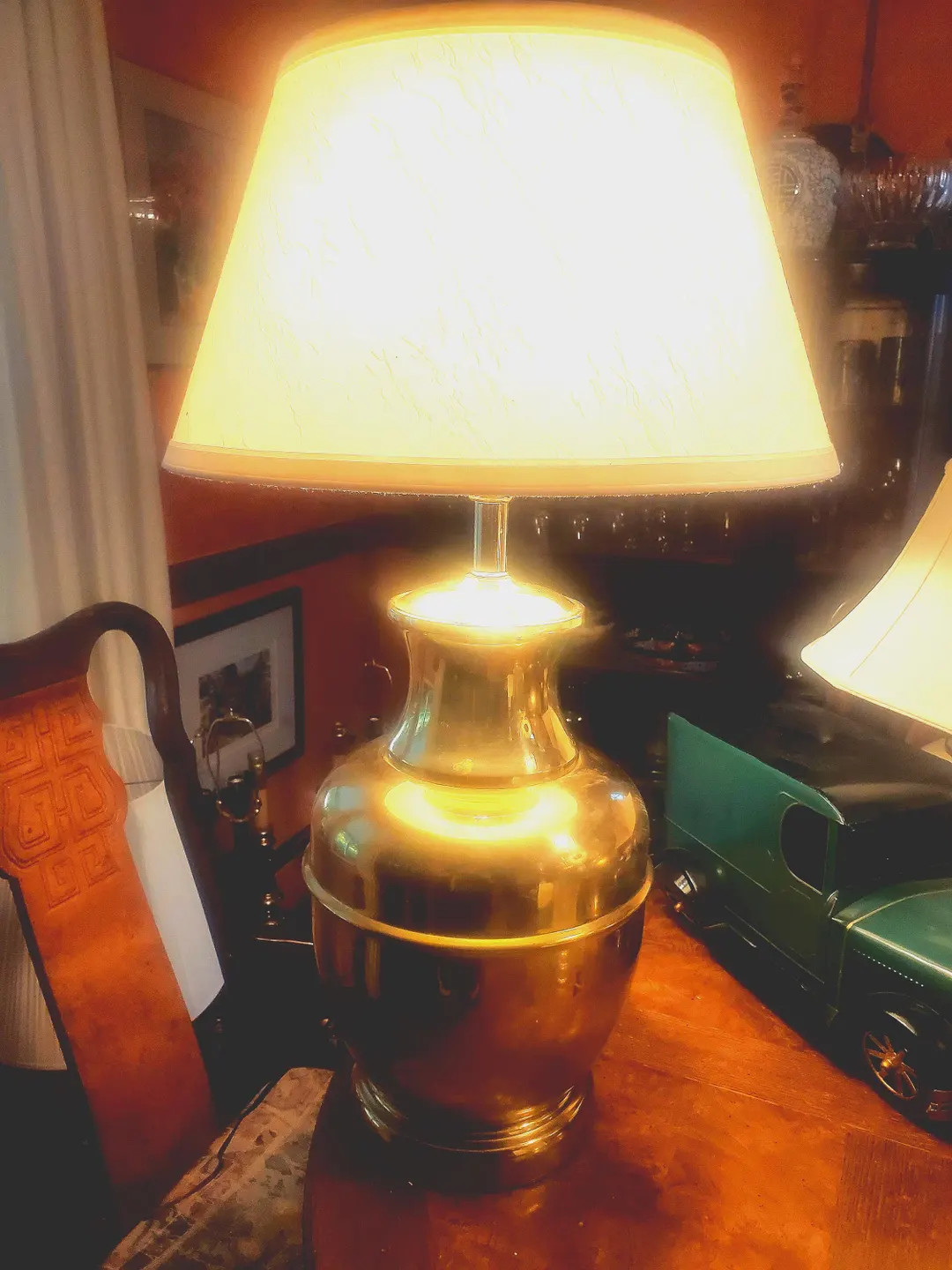 Classic Brass Ginger Jar Lamp With Rounded Golden Lampshade or With Six Sided White Lampshade - E... | Etsy (US)