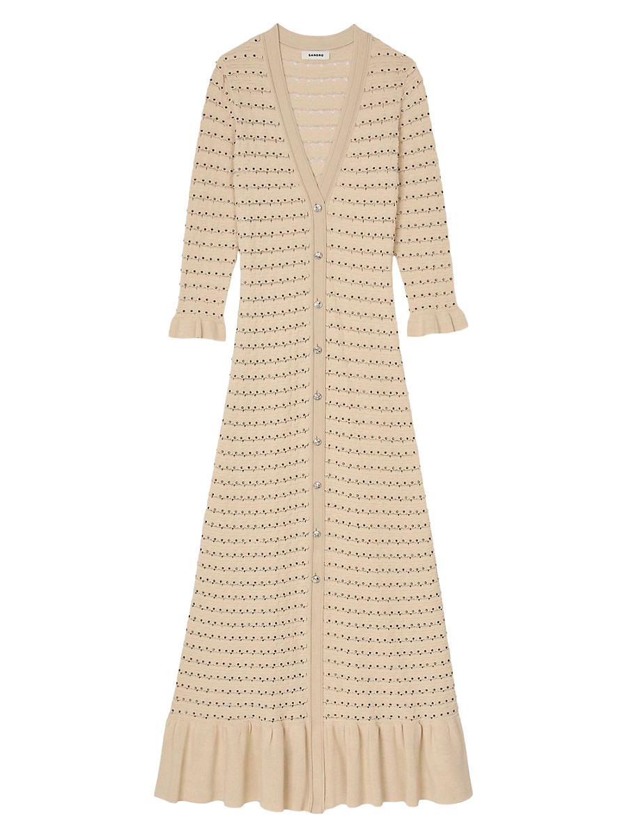 Women's Rhinestone Knit Maxi Dress - Beige - Size 2 | Saks Fifth Avenue