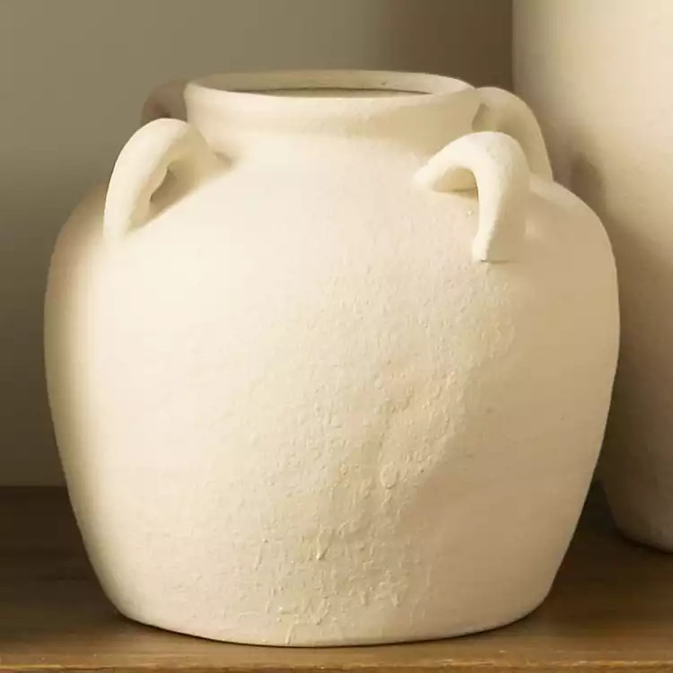 Ivory Ceramic Jug Vase with Four Handles, 8 in. | Kirklands Home | Kirklands