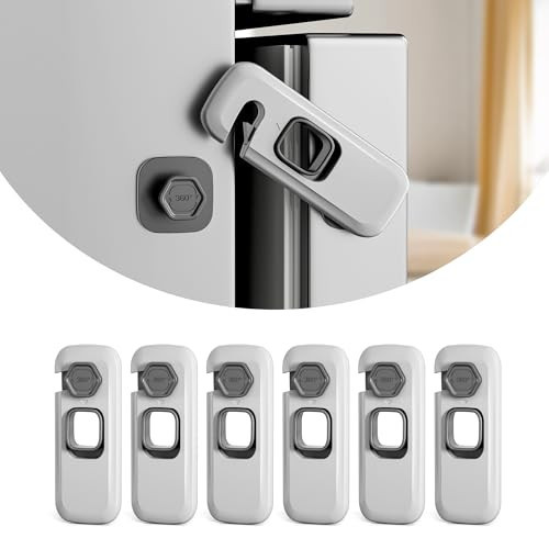 6 Pack Child Proof Refrigerator Locks, Fridge Locks for Kids Safety, Freezer Door Latches with Sticky 3M Adhesives for Toddlers and Baby, Ideal for Upright Freezer, Ovens, Cabinets Door | Amazon (US)