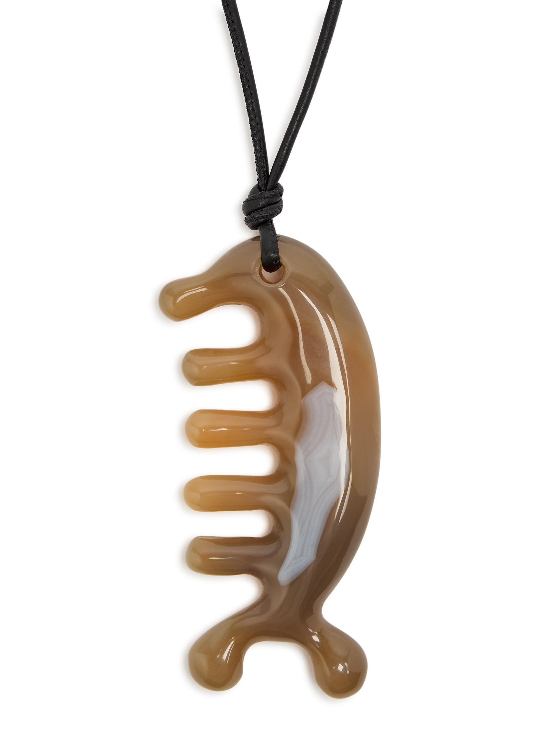 Beluga Gua Sha agate and leather necklace | Harvey Nichols