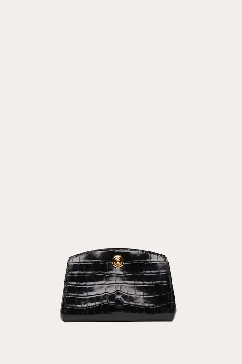 Pushlock Clutch Black Croc | LITTLE LIFFNER