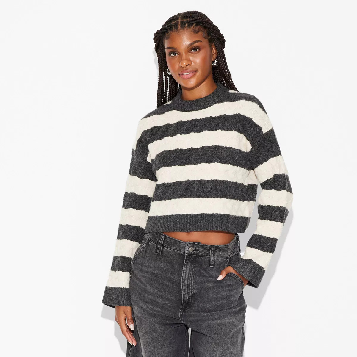 Women's Crewneck Cable Pullover Sweater - Wild Fable™ | Target