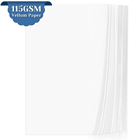 Vellum Paper, Cridoz 115GSM Transparent Vellum Paper 8.5 x 11 Translucent Clear Printer Paper for Pr | Amazon (US)