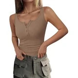 PRETTYGARDEN Womens Summer Tank Tops Ribbed Knit Slim Fit Sleeveless Henley Shirts Casual Basic B... | Walmart (US)