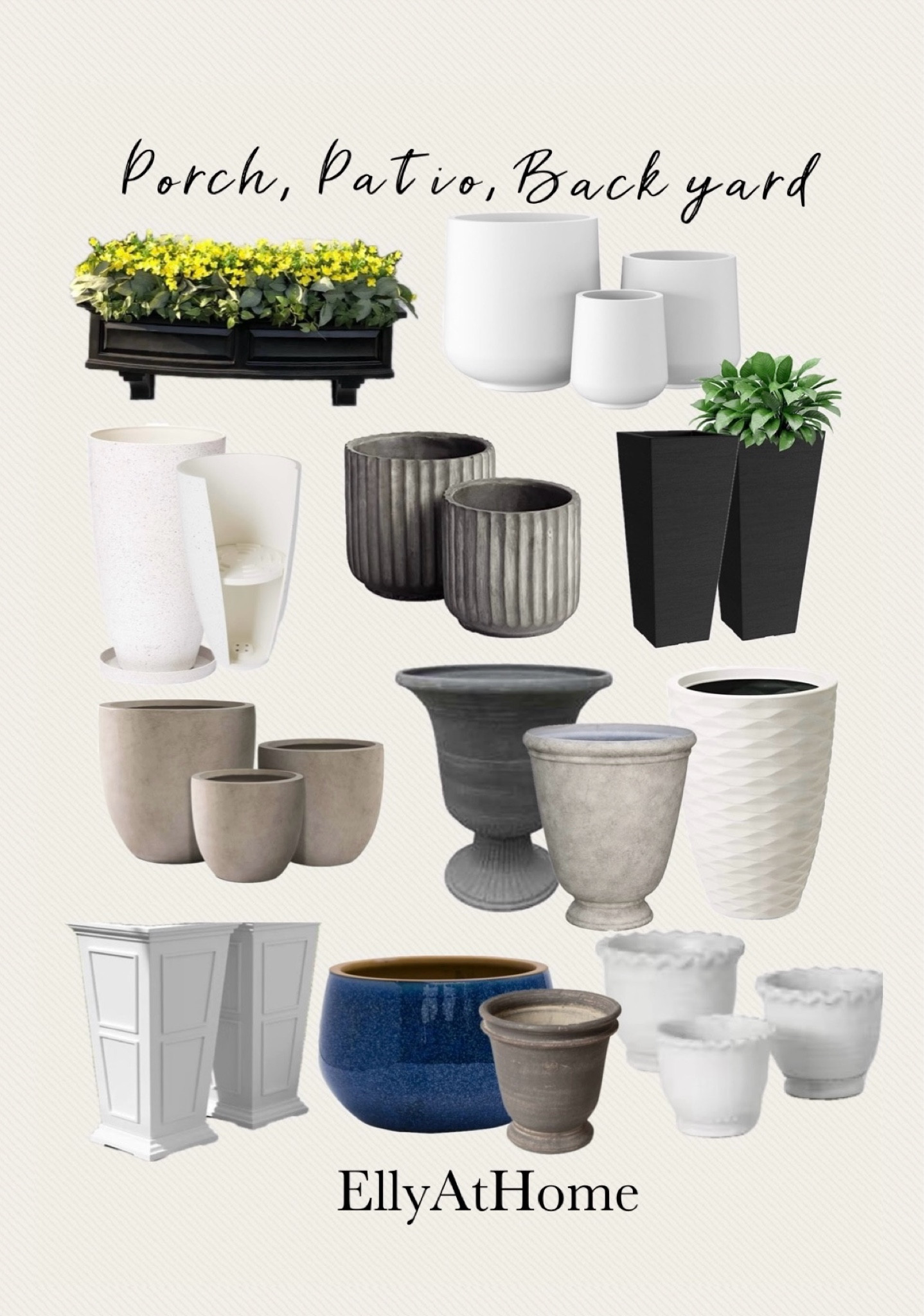 Porch, patio, backyard planters in a variety of styles, shapes, colors. Spring, summer flower pots. Some selections on sale, free shipping 

#LTKHome #LTKSeasonal #LTKSaleAlert