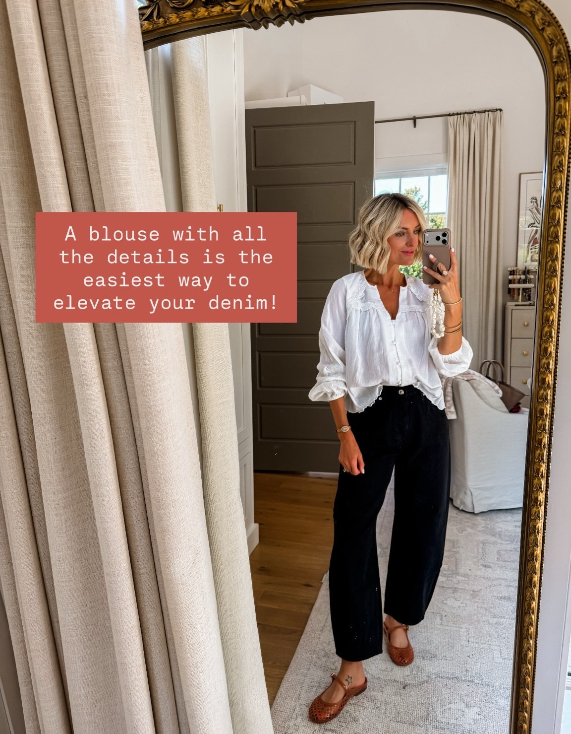 This blouse is so classic! You can truly wear this with any bottom - jeans, tailored shorts, skirts, etc! Wearing XS/4!

Loverly Grey, Target, barrel jeans, white blouse, fall outfit inspo

#LTKSeasonal #LTKootd