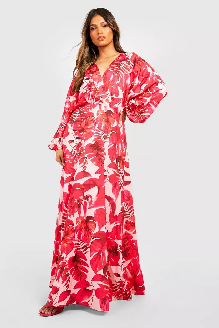 Palm Print Wrap Maxi Dress | Boohoo.com (UK & IE)