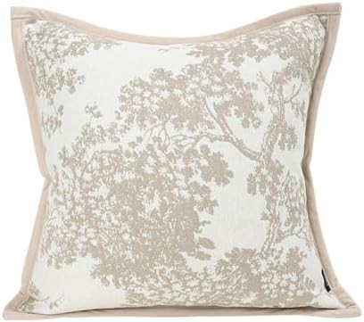 18x18'' inches Throw Pillow Cushion Covers - White Beige Embroidery Pine Tree Luxury Modern Style... | Amazon (US)