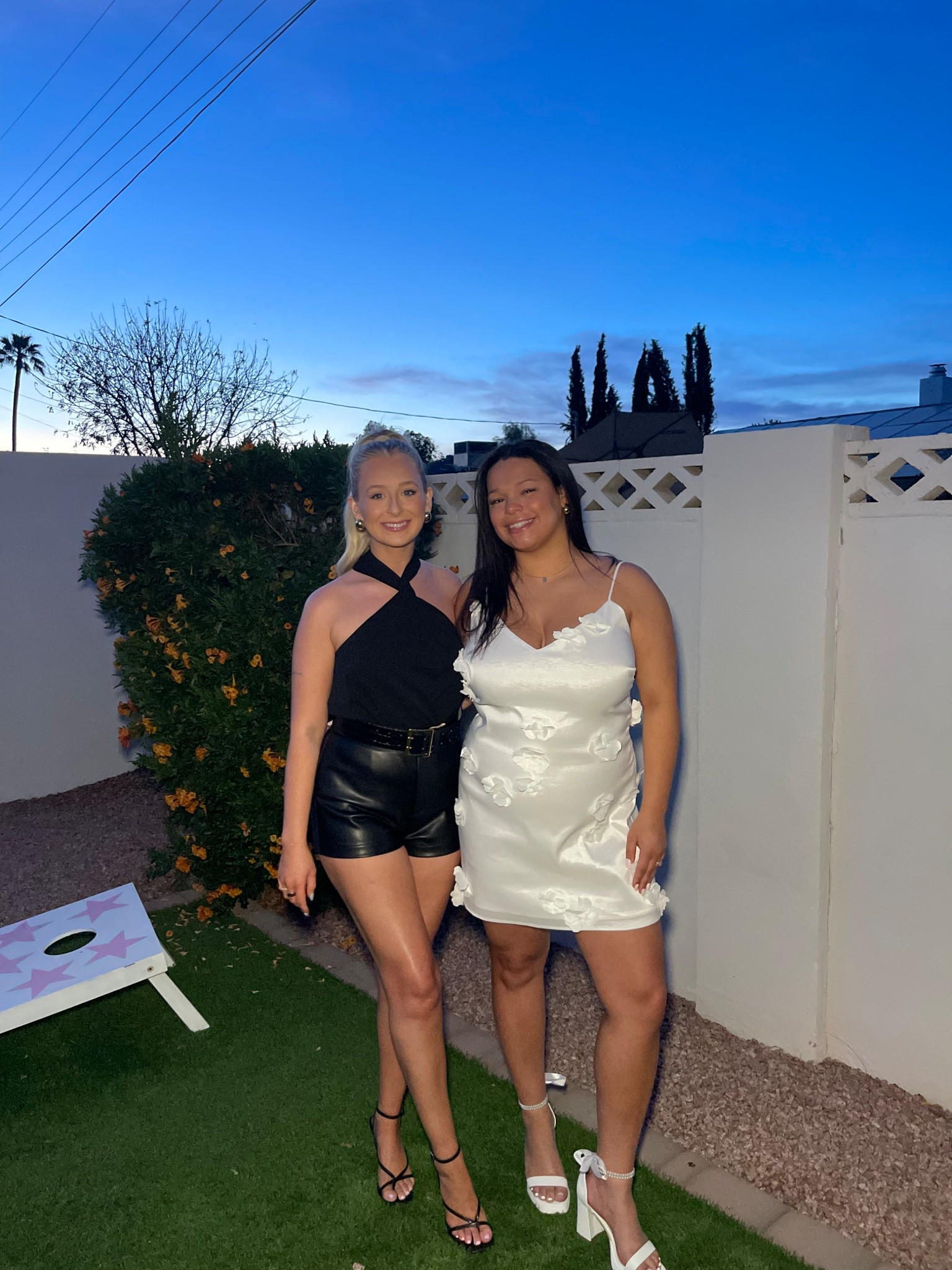 Bachelorette party outfit! Size small top and shorts! Shoes TTS! All black look for a Scottsdale girls trip! White dress is sold out from Abercrombie :(
-
-
-
Scottsdale outfit, leather shorts, halter top, all black outfit, black outfit inspo, mini shorts, hot shorts, commense, revolve, what to wear to a bachelorette party, chunky gold jewelry, amazon gold jewelry, affordable tarnish free jewelry

#LTKParties #LTKStyleTip