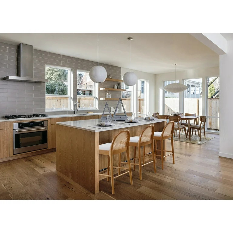 Guyou Modern Bar Stools Set of 2, 26" Counter Height Bar Stools with Natural Rattan Back and Soli... | Walmart (US)