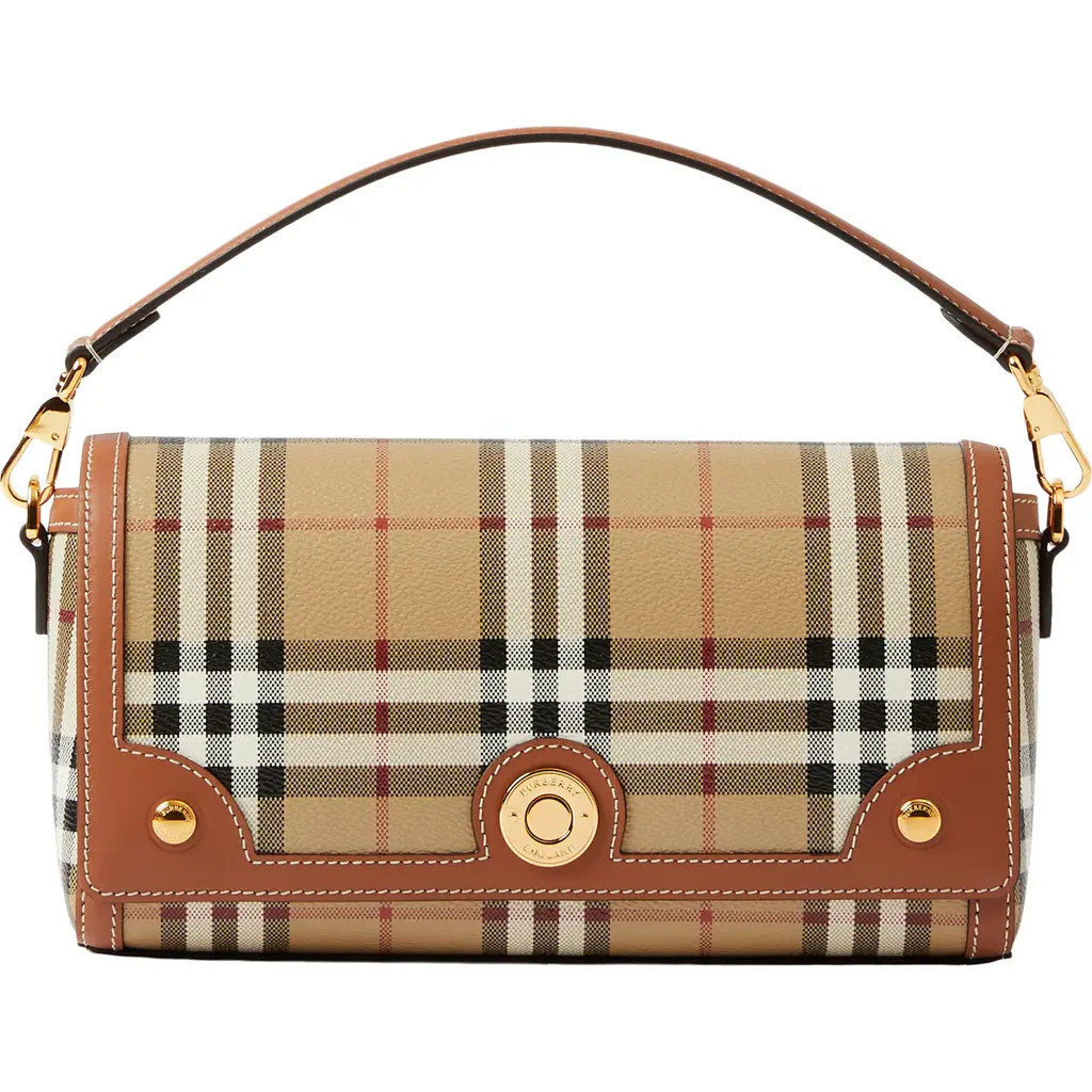 burberry Small Note Check & Leather Crossbody Bag in Briar Brown at Nordstrom | Nordstrom