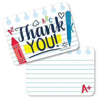 Big Dot of Happiness Back to School - Shaped Thank You Cards - First Day of School Classroom Thank You Note Cards with Envelopes - Set of 12 | Target