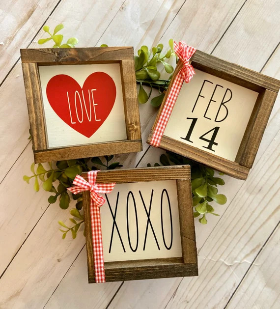Set of Red Mini Valentines Day Home Decor Signs Perfect for | Etsy | Etsy (US)