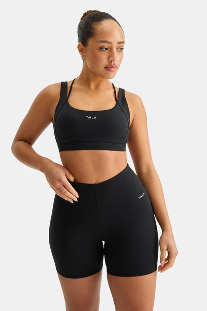 SKINLUXE CONTOUR SCOOP BACK SPORTS BRA - SHADOW BLACK | TALA (UK)