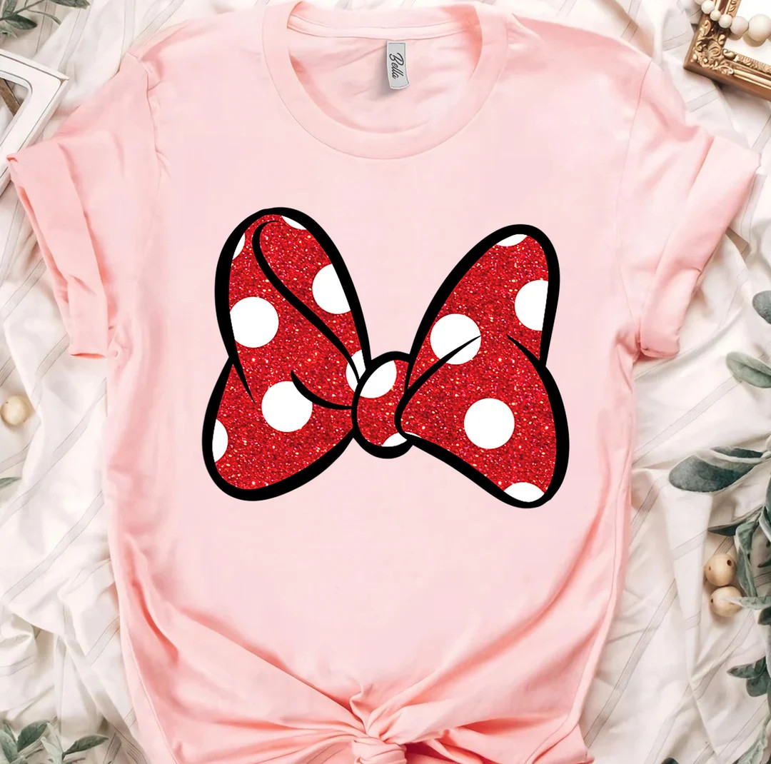 Disney Minnie Mouse Big Red Bow T-shirt, Disneyland Family Matching Shirt, Magic Kingdom Tee, WDW... | Etsy (US)