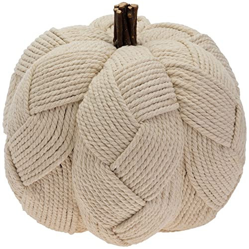 Boston International Pumpkin Décor Autumn & Fall Decorations, Large, Woven Cream | Amazon (US)