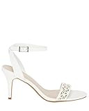 LE CHÂTEAU Laser Cut Ankle Strap Sandal,10,White | Amazon (US)