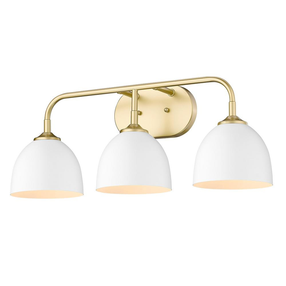 Zoey 8 in. 3-Light Olympic Gold Vanity Light | The Home Depot