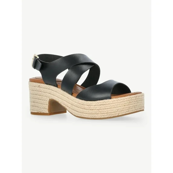 Free Assembly Women's Strappy Platform Block Heel Sandals | Walmart (US)