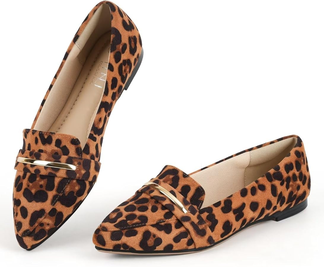 MUSSHOE Flats Shoes Women Pointed Toe Womens Flats Loafers | Amazon (US)