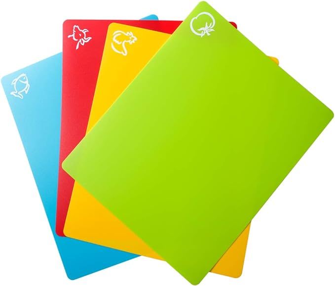 Carrollar Flexible Plastic Cutting Board Mats, Colored Mats With Food Icons, Gripped Back, Cuttin... | Amazon (US)