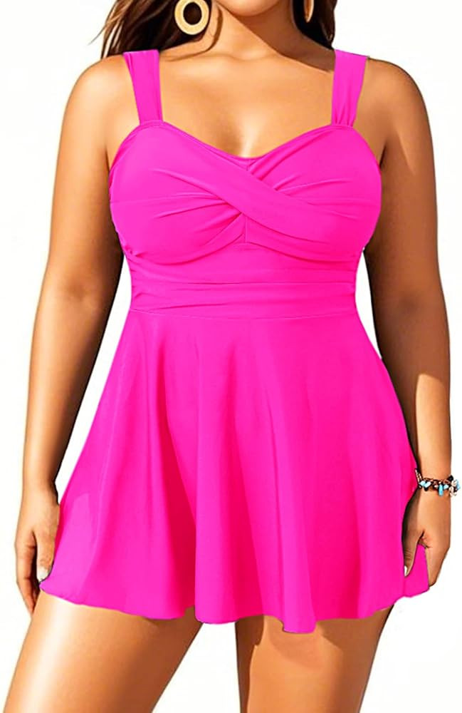 Aqua Eve Plus Size Two Piece Swimsuits for Women Tankini Bathing Suits Flowy Swim Dress with Shor... | Amazon (US)