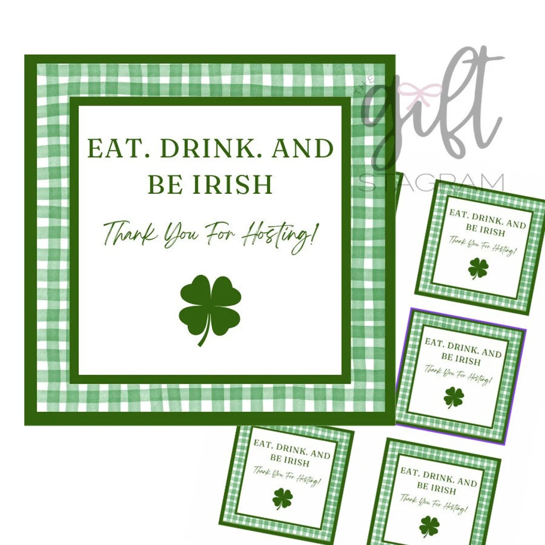 Eat Drink Be Irish St. Patrick's Day Gift Tag St. Patrick's Day Gift Tag Ideas Host Gift Tag 3x3 ... | Etsy (US)