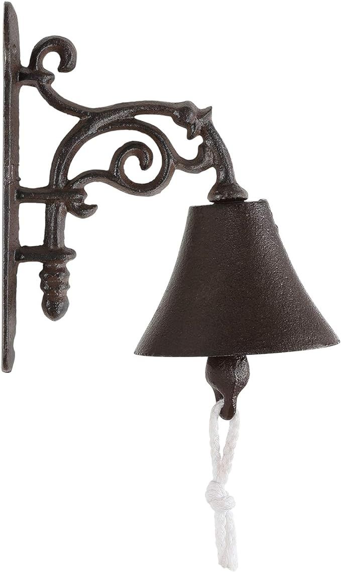 Yapopi Outdoor Dinner Bell, Rustic Vintage Large Cast Iron Wall Mounted Metal Door Bell for Farm ... | Amazon (US)