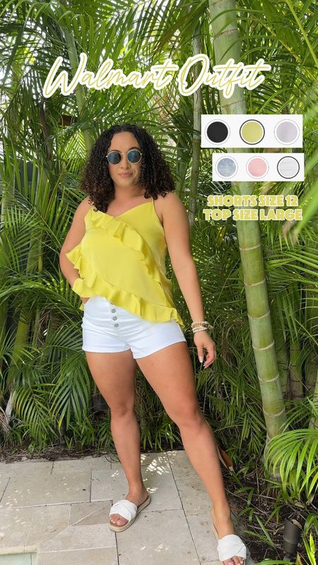 This Walmart top is now on sale wearing a size large and a size 12 in the Walmart shorts 

#LTKsalealert #LTKmidsize #LTKstyletip