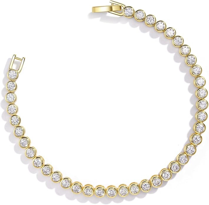 14K Gold Filled Tennis Bracelets for Women, 2mm 2.5mm 3mm Cubic Zirconia Bezel Gold Tennis Bracel... | Amazon (US)