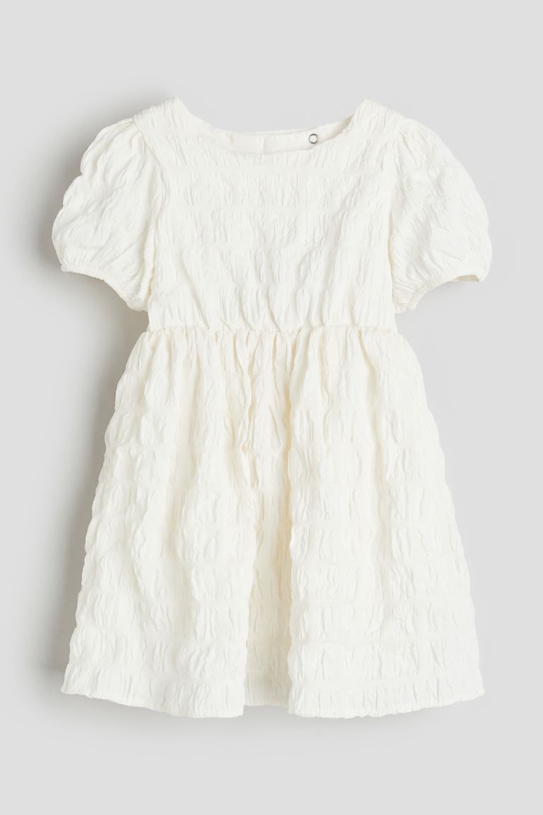 Puff-sleeved Dress - White - Kids | H&M US | H&M (US + CA)