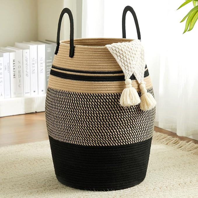Fiona's magic 105L Extra Large Laundry Hamper Basket, Woven Tall Clothes Hamper for Storage Blank... | Amazon (US)