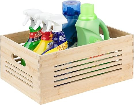 Natural Bamboo Wooden Storage Box – Rustic Farmhouse Look Wood Crate for Storage - Decorative C... | Amazon (US)