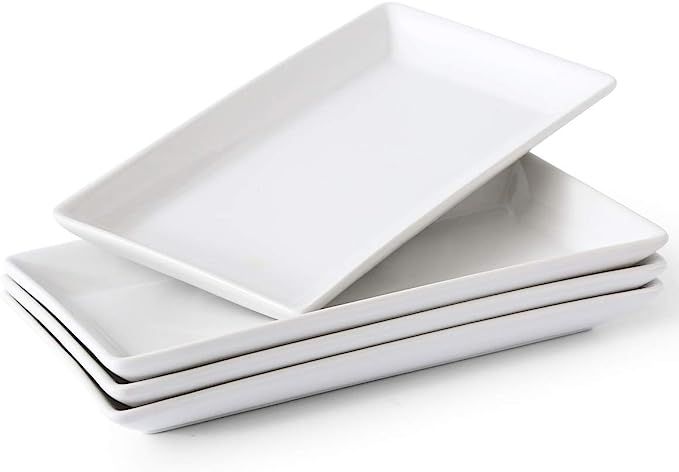 YHOSSEUN Porcelain Serving Platters Rectangular Trays White Serving Platters for Party, Stackable... | Amazon (US)