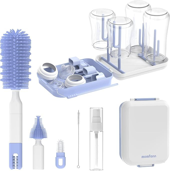 Baby Bottle Brush Set,8 in 1 Magnetic Design Cleaner Bottle Brush Kit with Silicone Brush,Drying ... | Amazon (US)