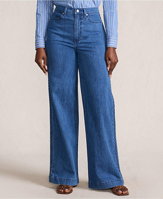 Women's Soft Denim High Rise Wide Leg Braided Jeans | Macy's