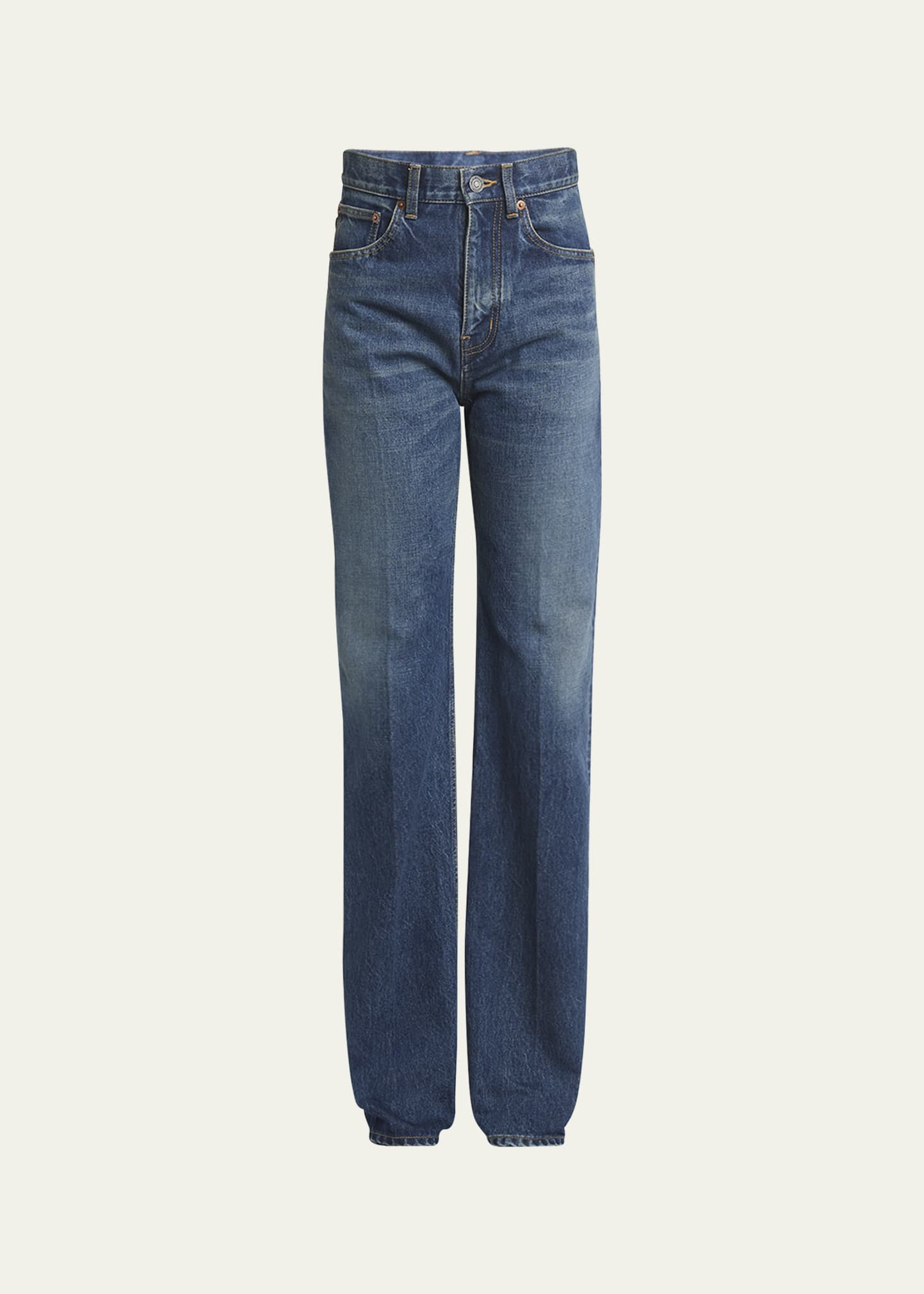 Saint Laurent Neo Clyde High-Rise Straight-Leg Jeans | Bergdorf Goodman