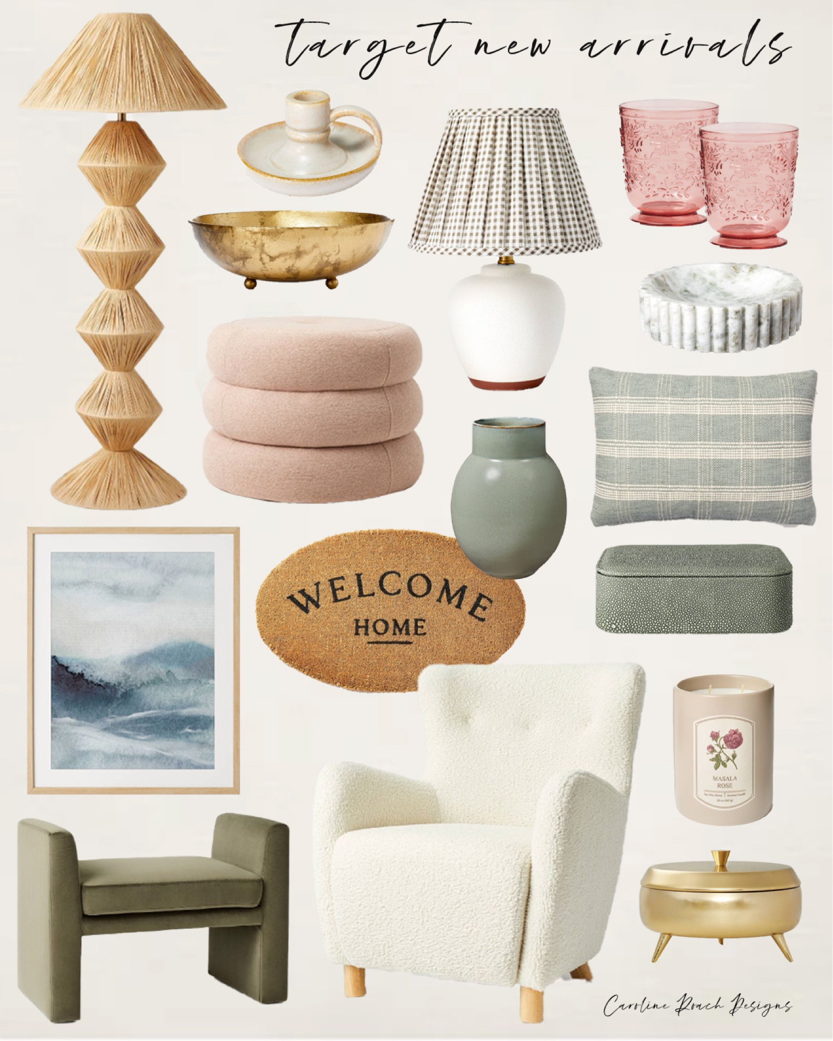 Target new arrivals
Spring
Spring home decor
Hearth and hand
Studio McGee
McGee and Co
Spring refresh
Floor lamp
Table lamp
Ottoman
Armchair
White chair
Welcome mat
Vase
Outdoor glasses
Pink glassware
Framed artwork
Tabletop decor

#LTKSale #LTKhome #LTKSeasonal