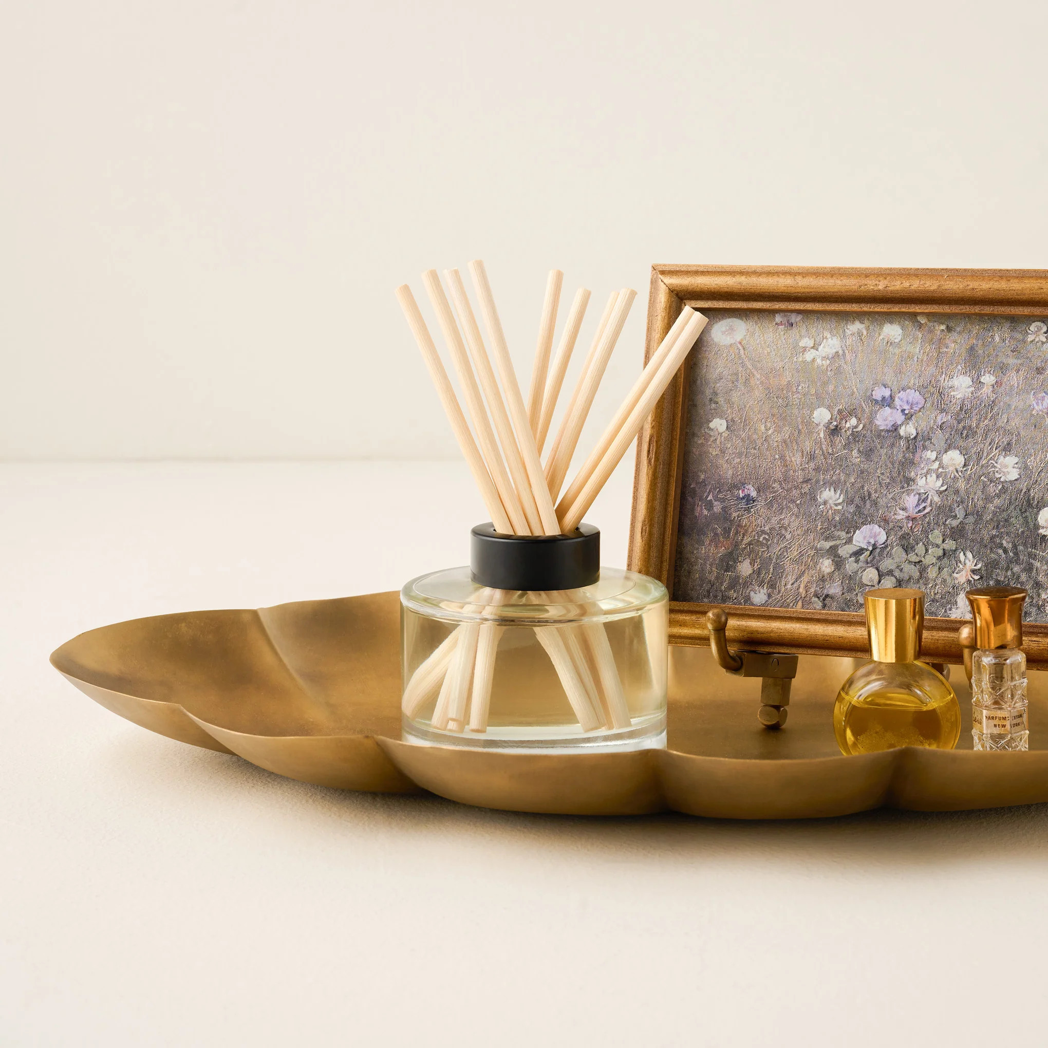 Antiqued Brass Oval Scalloped Tray | Magnolia