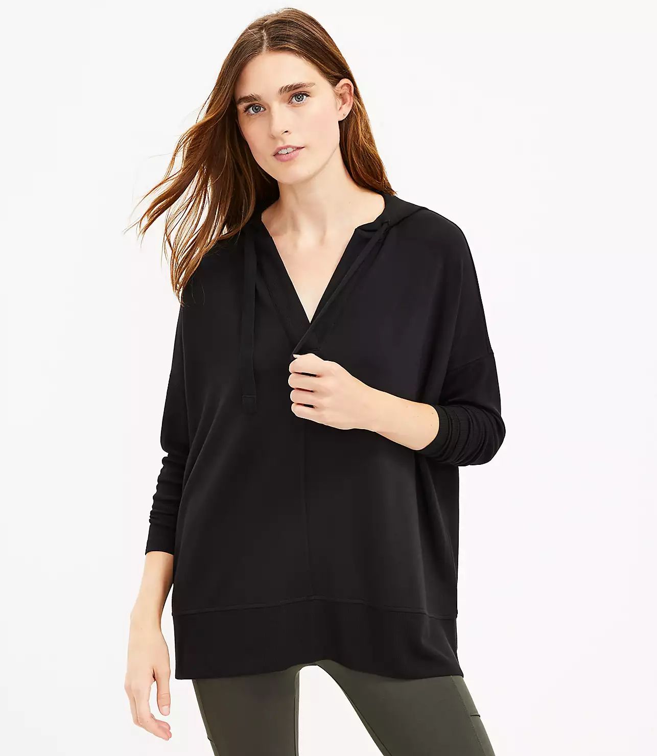 Lou & Grey Signaturesoft V-Neck Tunic Hoodie | LOFT