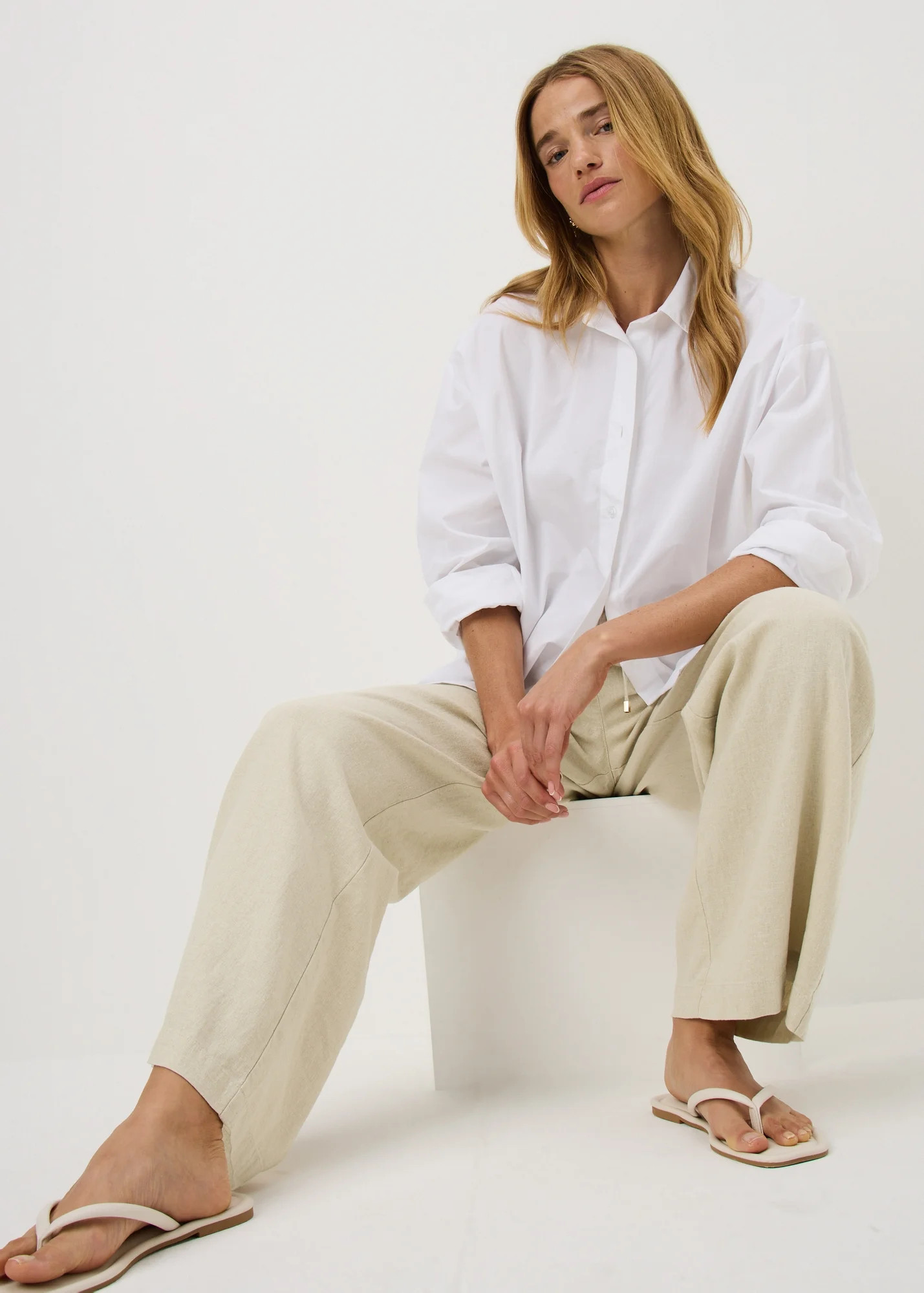 Oatmeal Linen Blend Wide Leg Trousers - Size 08 29 leg | Matalan UK | Matalan (UK)