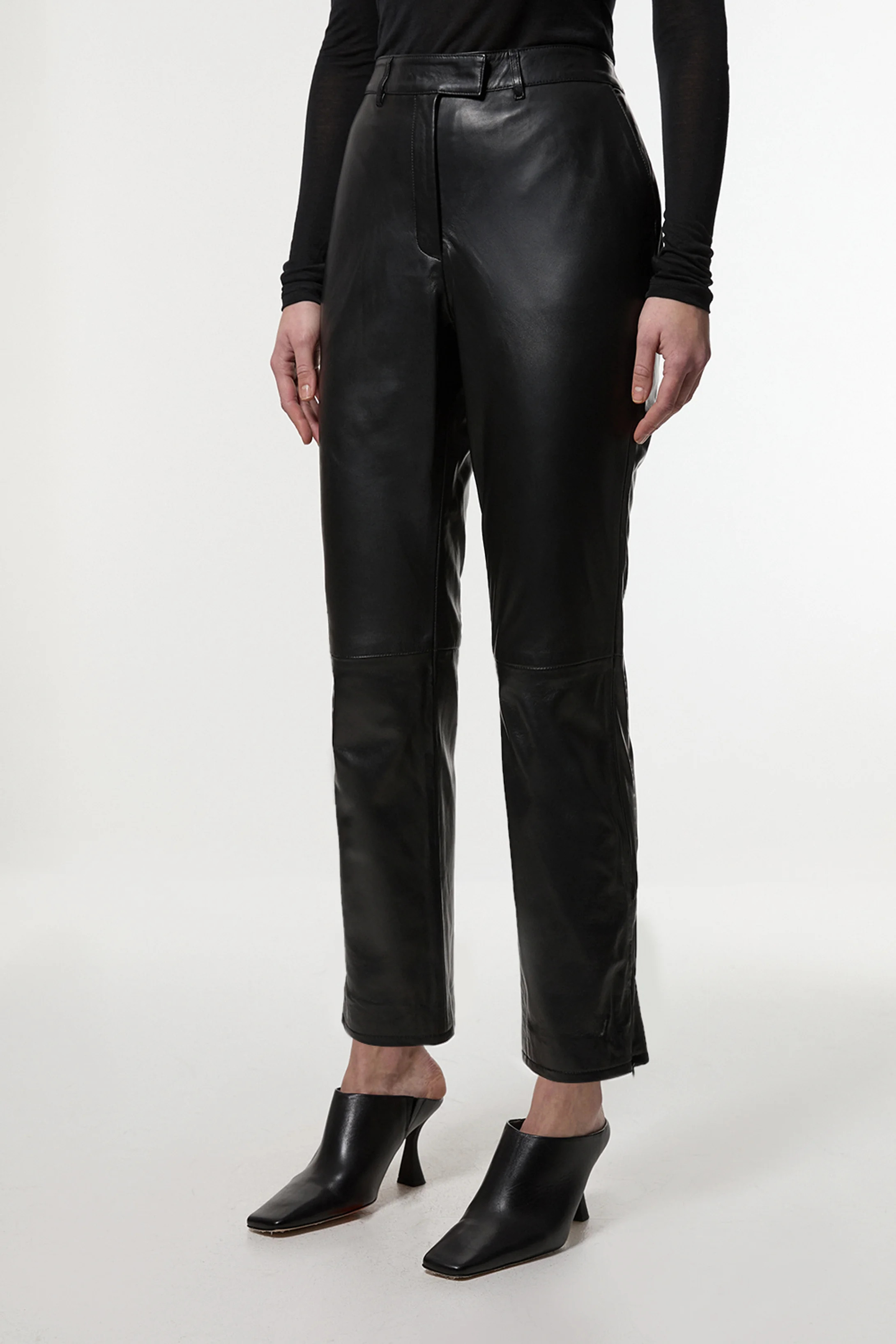 Leather Tailored Straight Leg Trouser | Karen Millen US