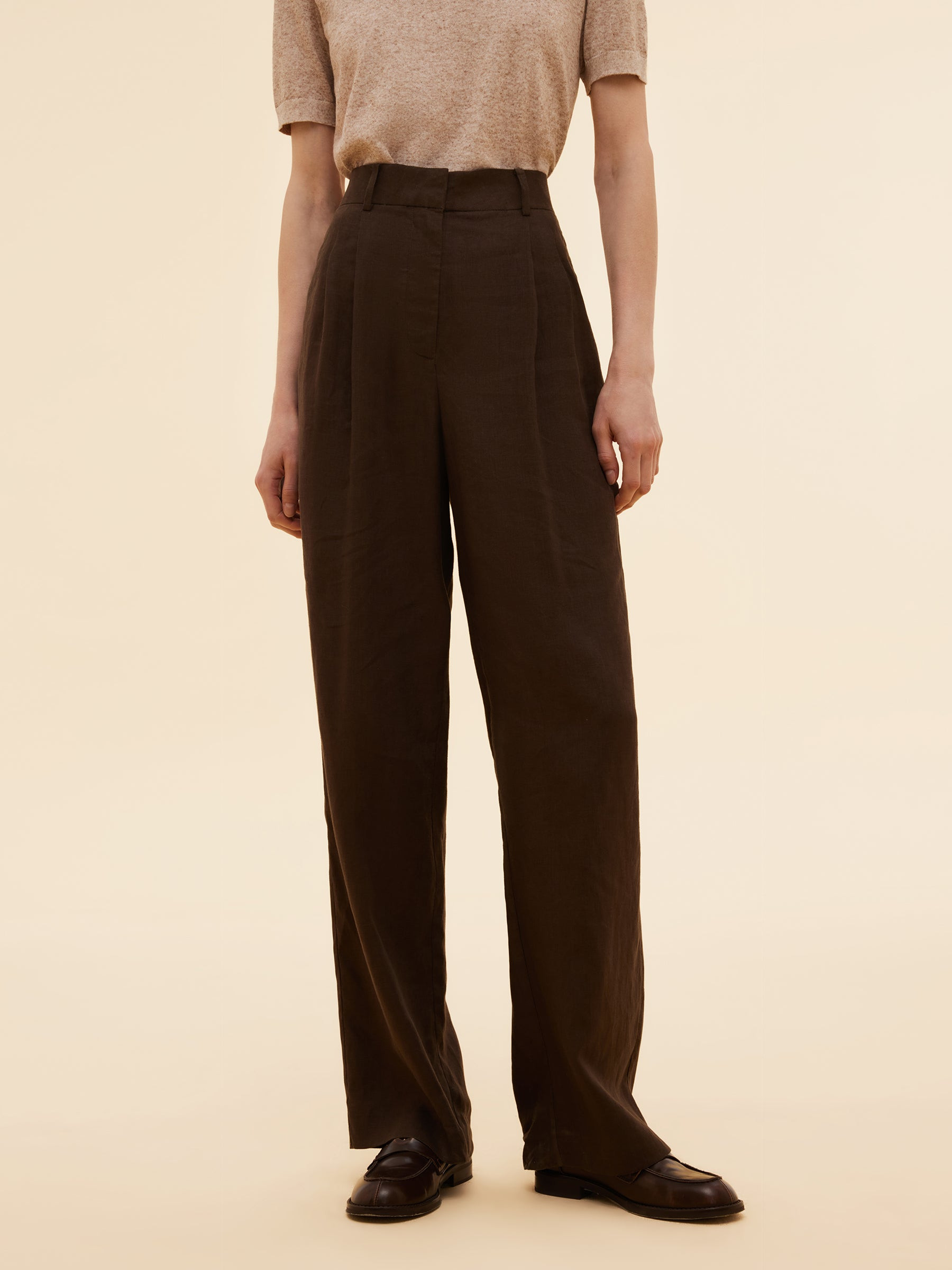 100% Linen Women Straight Leg Pants | GOELIA