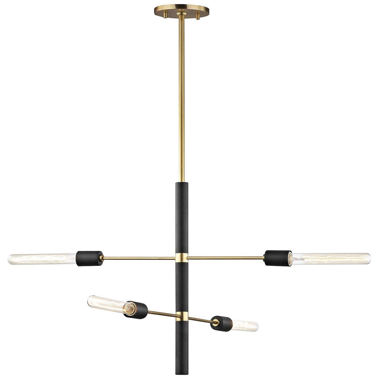 Mitzi Astrid 24"W Aged Brass and Black 4-Light Chandelier | Lamps Plus